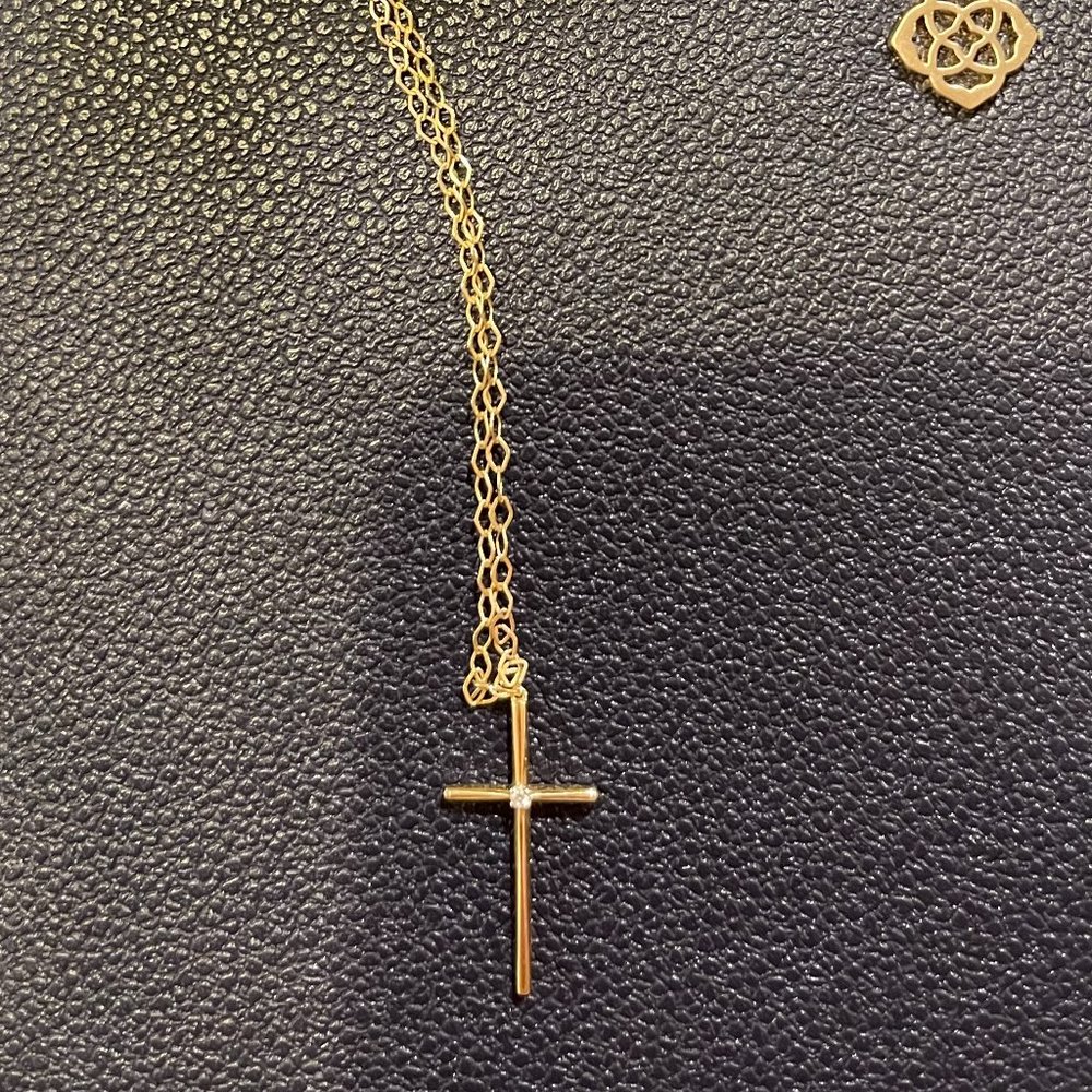 Kendra Scott Thin Cross - 14k Yellow Gold/Diamond